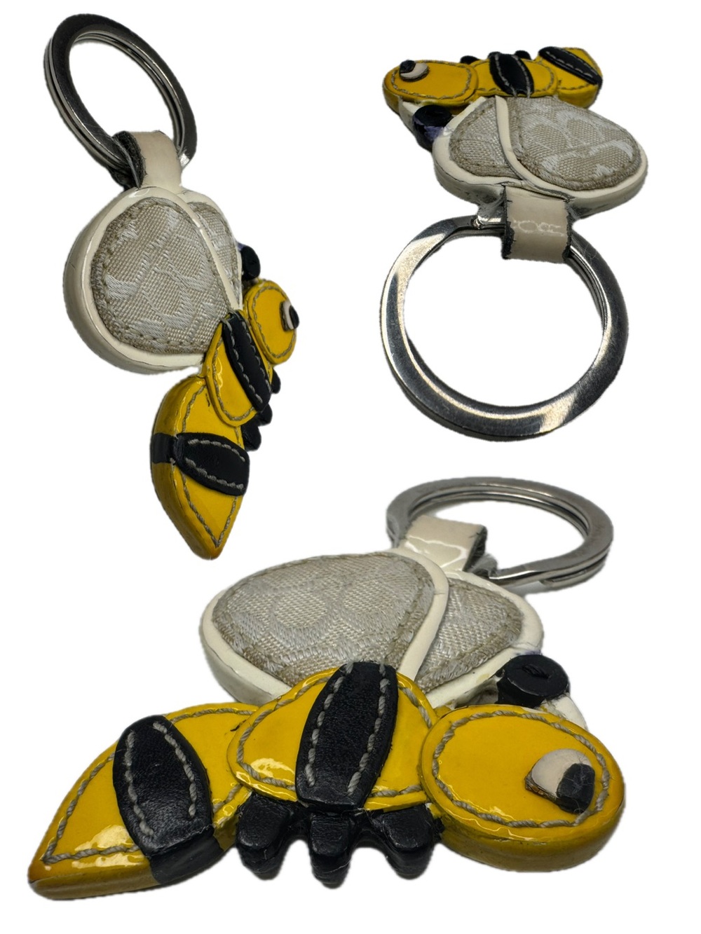 Coach Y2K Patent Leather Bumblebee Bumble Bee Fob Keychain - Picture 10 of 13